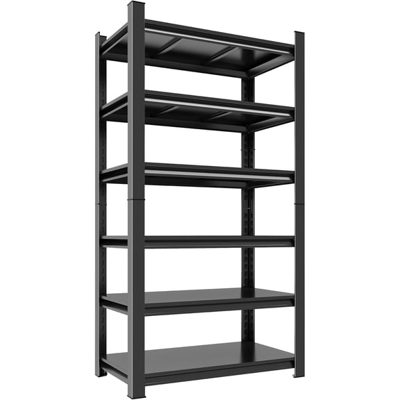 78''H Garage Shelves Heavy Duty Garage Shelving Units, 3600 LBS Capacity Industrial Shelf, Detachable and Adjustable 6-Tier Metal Storage Shelves for Warehouse, Basement, Black (78''H46''W16''D)