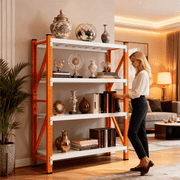 78"H Garage Shelving,2500LBS Heavy Duty Storage rack, 4 Tiers Metal Storage Rack Shelf, Adjustable Shelving Unit for Garage,Kitchen,Warehouse,Basement,78"H x 47.2"W x 19.6"D,Orange & White