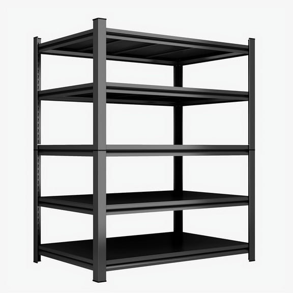 78''H Garage Shelving Heavy Duty Garage Storage Shelves, 3000 LBS Adjustable 5 Tier Industrial Shelving Unit, Metal Utility Shelf for Basement, Warehouse and Workshop (78''Hx46''Wx20''D, Black)