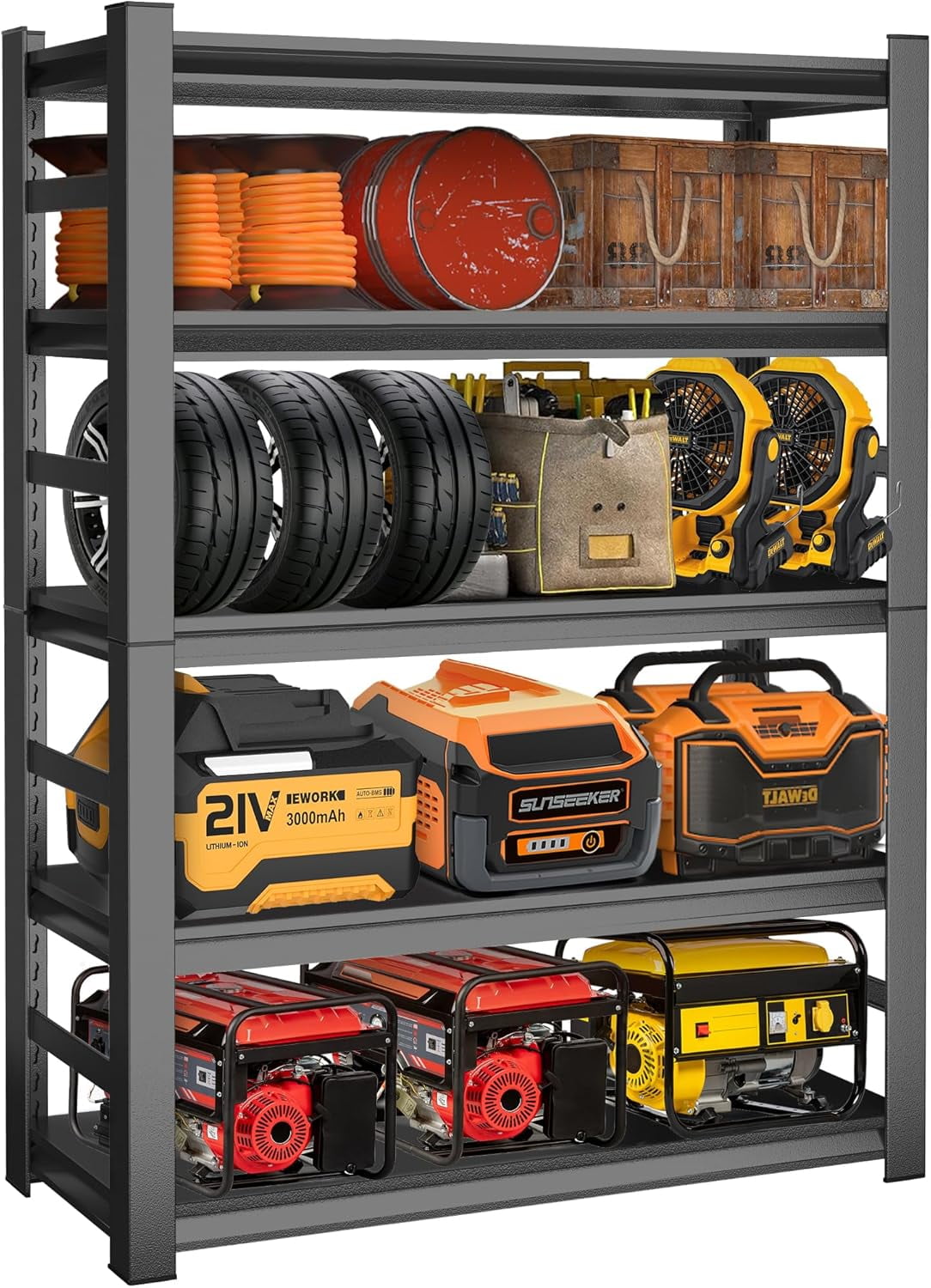 78"H Garage Shelving Unit and StorageEasy Assembly Metal Shelves 5