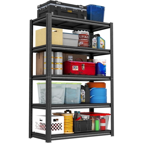 78" H Heavy Duty Garage Shelving Unit, 3000 lb Capacity, Adjustable Storage Rack, Black