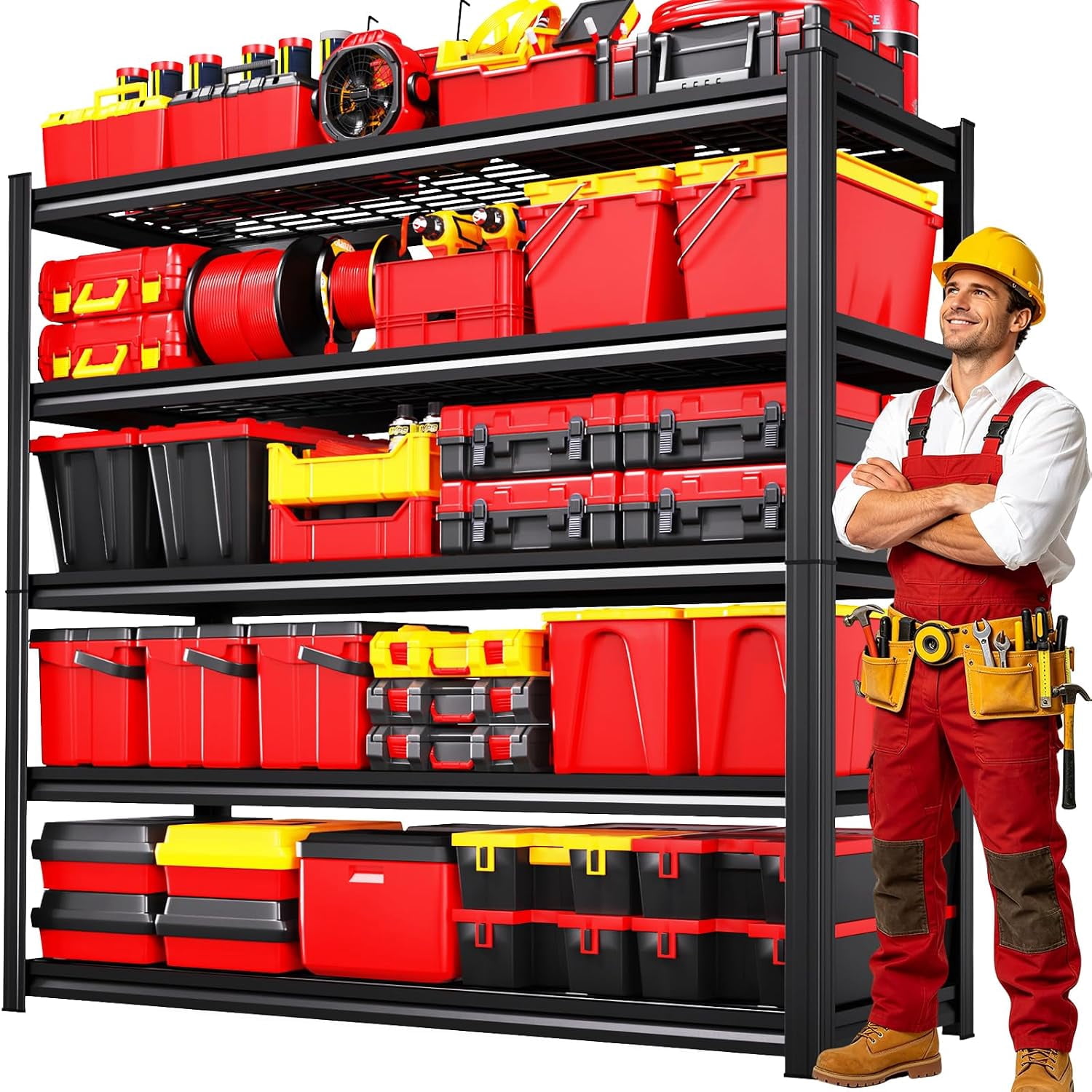 78" H Heavy Duty Garage Shelving Unit, 5-Tier Adjustable Metal Storage