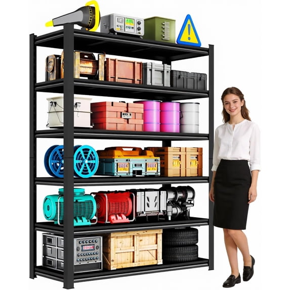 78''H Metal Garage Shelving, 6-Tier Heavy Duty Shelving Unit ...