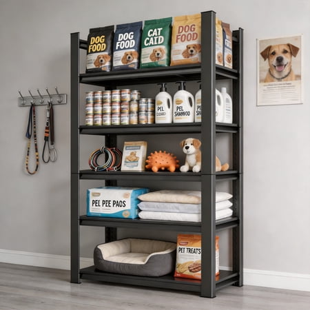 78"H Metal Garage Shelving Units,5 Tier Heavy Duty Shelving Unit,2750 Lbs,Adjustable Storage Shelf Rack,Dual-Column Utility Steel Storage Shelves for Kitchen Pantry Basement Bathroom Office 36"W*12"D