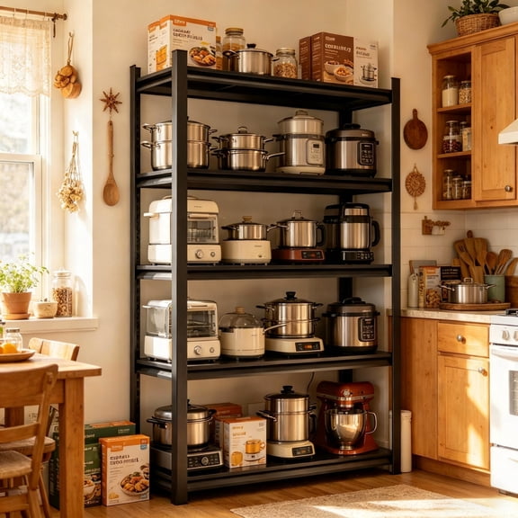 78"H Metal Shelving ,Heavy Duty Kitchen Storage Shelves, 3000 lbs Adjustable Industrial Shelving, Standing Shelf Units for Warehouse, Kitchen, Basement, Double-Layer Columns, 36"W x 18"D-5