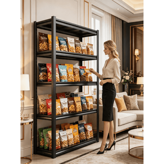 72"H Metal Shelving for Storage,5 Tier Adjustable Kitchen Storage Shelves, Shelving Unit Bookshelf Utility Shelf Metal Storage Rack for Garage Pantry Closet Laundry,18"D x 36"W