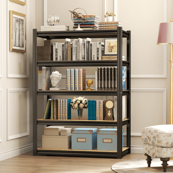 78" H Metal Shelving for Storage, 5 Tier Adjustable Kitchen Storage Shelves, Shelving Unit Bookshelf Utility Shelf Metal Storage Rack for Garage Pantry Closet Laundry, 12"D x 36"W