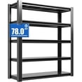 thumbnail image 1 of 78" H Metal Storage Shelving, 3000LBS Heavy Duty Shelves Unit, Adjustable 5 Tier Storage Rack,  Utility Shelf for Garage, Warehouse, Bedroom, Kitchen,18" D×47.5“W×78”H, Black, 1 of 8