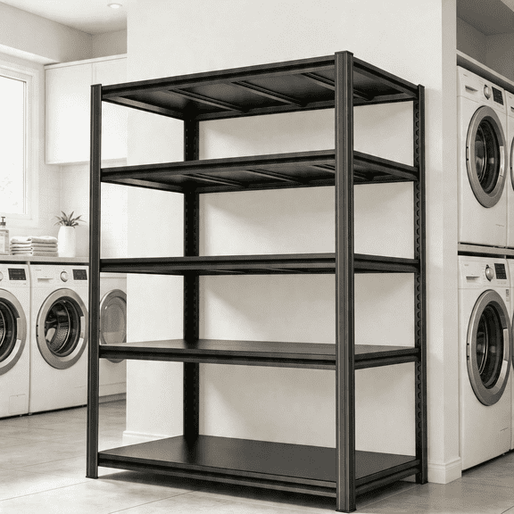 72"H x 40"W Garage Shelving Heavy Duty 3000LBS Storage Shelves Adjustable 5 Tier Shelving Unit Storage Rack for Pantry,Industrial,Basement,Bathroom, Warehouse,Closet,Black,16"D