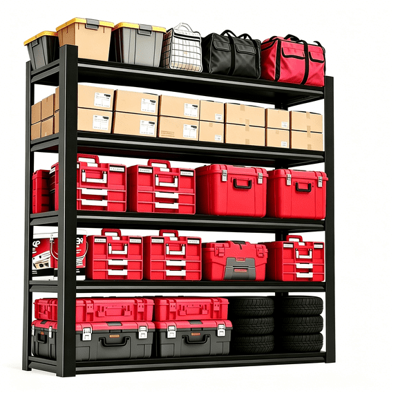72"H x 40"W Metal Garage Shelving Unit, 5-Tier Heavy Duty Garage Storage Shelves, 3000 lbs Adjustable Industrial Shelving, Standing Shelf Units for Warehouse, Kitchen, Basement, Double-Layer Columns