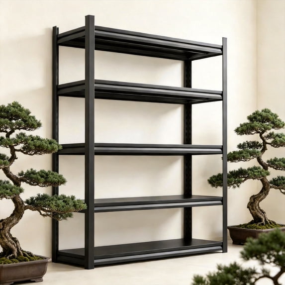 78" H x 40" W Outdoor Shelves Heavy Duty, Metal Shelves Storage, 2500lb Utility Shelf, Adjustable Muscle Rack Shelving, Shelves for Garage, Basement Warehouse Black 5-Tier