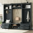 thumbnail image 1 of 78" Hall Tree with 4 Drawers, 4-in-1 Detachable Hallway Coat Rack with Shoe Bench and 7 Hanging Hooks, Multi-Functional Entryway Storage Cabient, for Living Room, Entrance, Antique Blue, 1 of 9