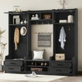 thumbnail image 1 of 78" Hall Tree with 4 Drawers, 4-in-1 Detachable Hallway Coat Rack with Shoe Bench and 7 Hanging Hooks, Multi-Functional Entryway Storage Cabient, for Living Room, Entrance, Black, 1 of 9