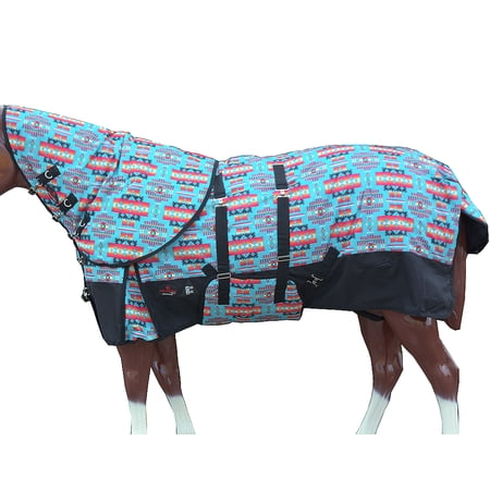78" Hilason 1200D Winter Turnout Horse Blanket W/ Neck Cover Belly Wrap Turquoise