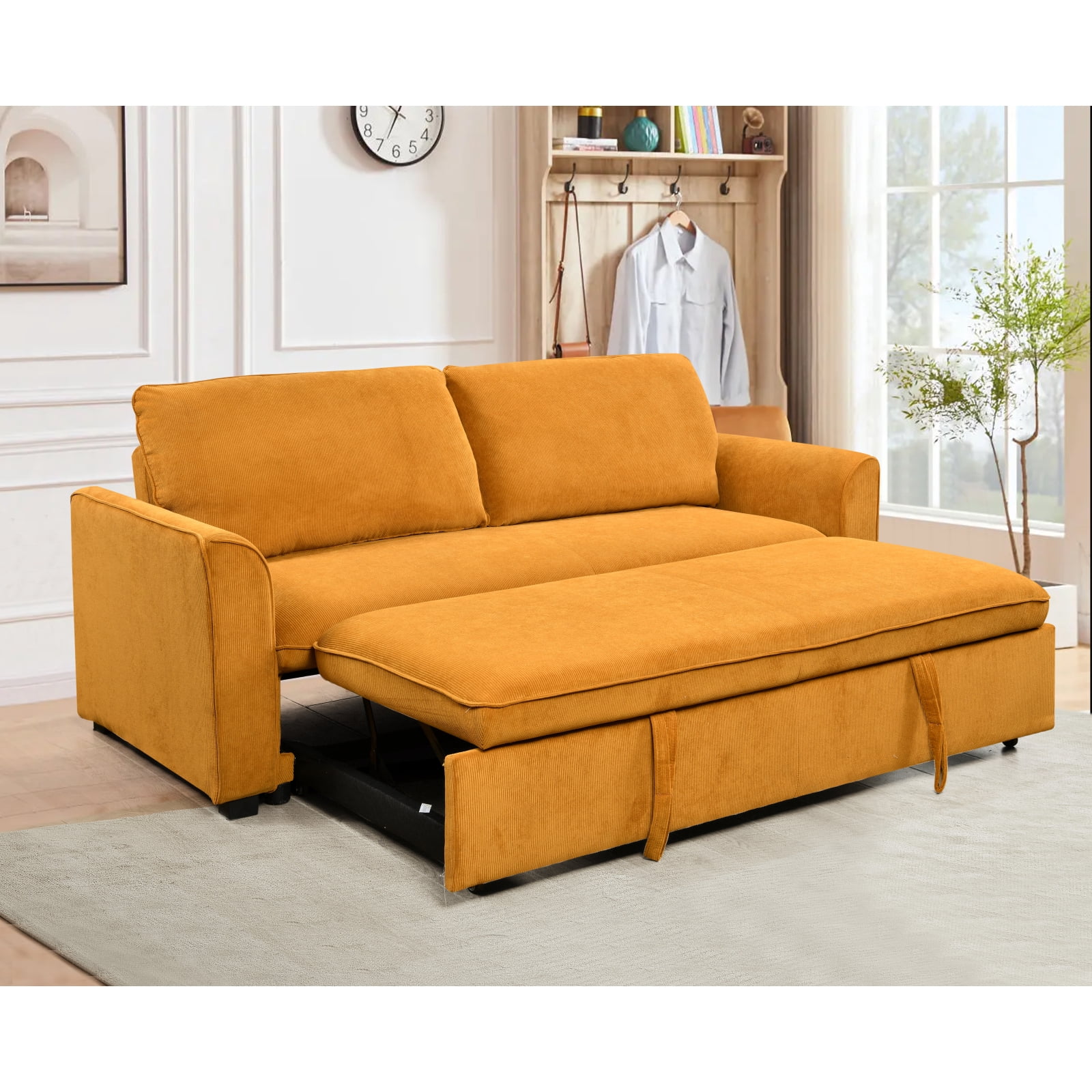 78 Inch 3 in 1 Convertible Sleeper Sofa Bed, Modern Fabric Loveseat ...