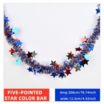 78 Inch 4th of July Decorations Red White Blue Metallic Tinsel Twist Patriotic Tinsel Garland 4th of July Decorations Red White Blue Metallic Glitter Stars Garland Memorial Day