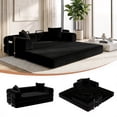 thumbnail image 1 of 78-Inch Convertible Sleeper Sofa Bed, Black Couch with Storage Bag, High-Density Foam, Corduroy Upholstery, Space-Saving & Portable for Living Room, Home Office, 1 of 9