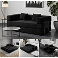 thumbnail image 1 of 78 Inch Convertible Sleeper Sofa Bed, Folding Floor Mattress Couch with Fixed-Shape Frame, Boneless Couch Lounge Loveseat with Pull Out Bed, No Assembly Required, Black, 1 of 8