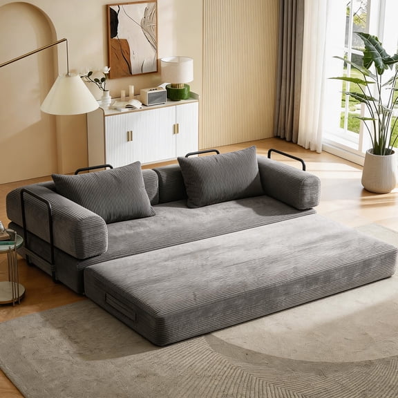 78 Inch Convertible Sleeper Sofa Bed, Futon Boneless Couch Lounge Loveseat with Pull Out Bed, No Assembly Required