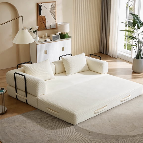 78 Inch Convertible Sleeper Sofa Bed, Futon Boneless Couch Lounge Loveseat with Pull Out Bed, No Assembly Required