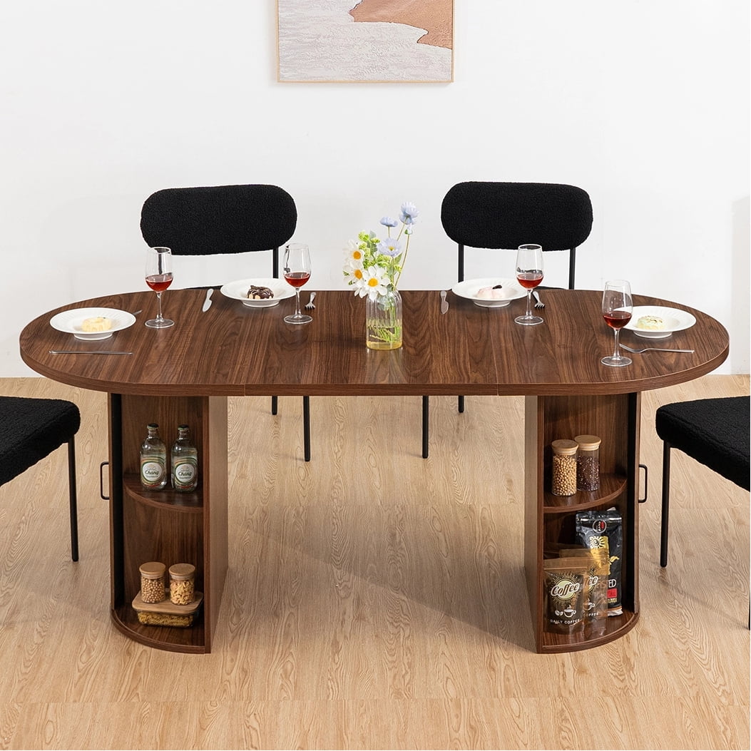Hommpa 71" Dining Table for 6,Modern Oval Kitchen Table With Storage ...