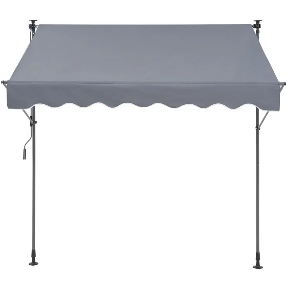78 Inch Manual Retractable Patio Awning Outdoor Sunshade Canopy with Adjustable 39 Inch Curtain for Backyard Garden Balcony Door Window Shelter