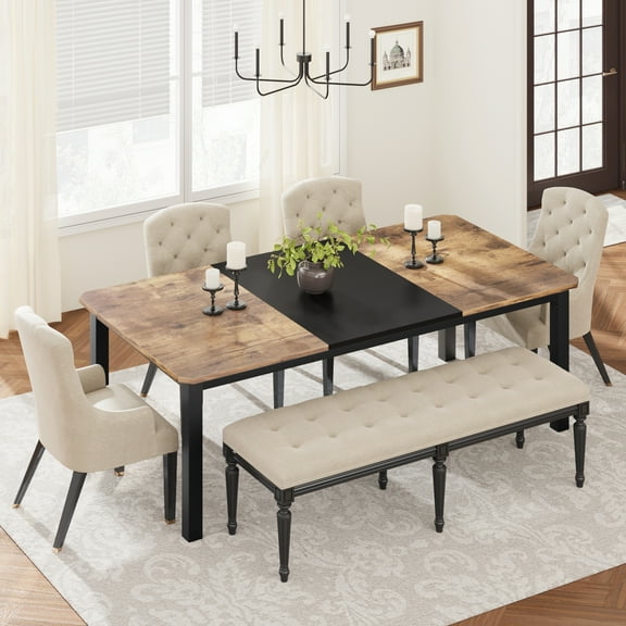 78 Inch Rectangular Kitchen Table for 4-6, Industrial Indoor Restaurant Tables with Sturdy Metal Frame,for Kitchen ,Living Room