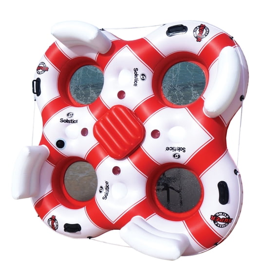78-Inch White and Red Solstice Super Chill Quarto Swimming Pool Float