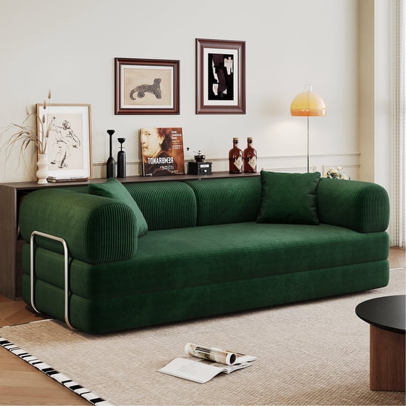 78 Inches Convertible Sleeper Sofa Bed, Folding Floor Mattress Couch with Fixed-Shape Frame, Futon Boneless Couch Lounge Loveseat with Pull Out Bed, No Assembly Required
