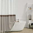 78 Inches Long Shower Curtain, Farmhouse Boho Striped Fabric Tassel