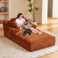 thumbnail image 1 of 78''L Boneless Couch, Oversized Chaise Lounge Chair Indoor, Corduroy Upholstered Sleeper Sofa Couch Bed, Deep Seat Reading Chairs Cloud Sofas Couches for Living Room (78''-Orange), 1 of 7