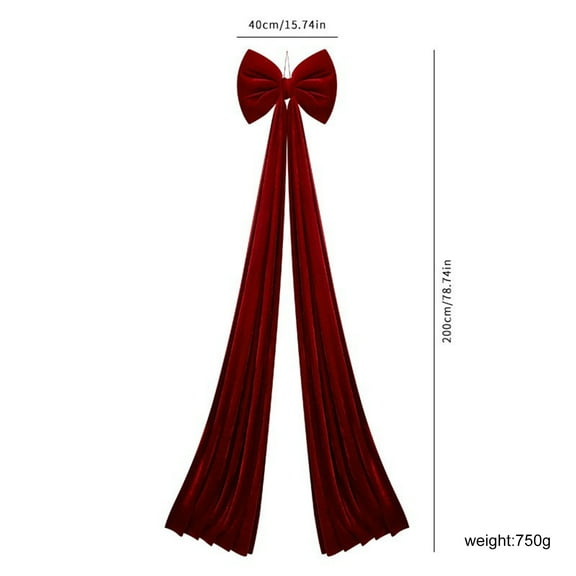 78" Large Christmas Tree Topper Bow Decoration – 3D Velvet Ribbon Bowknot Ornament for Holiday Décor, Giant Red Christmas Bow Hanging Pendant for Wedding, Xmas Party, Indoor Outdoor Room