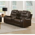 thumbnail image 1 of 78'' Leather Sectional Reclining Sofa Couch with Stainless Cupholder & Console Motion for Living Room, 2-Seat Manual Recliner Heavy Duty Sofa Couch for Apartment Office, PU Brown, 1 of 7