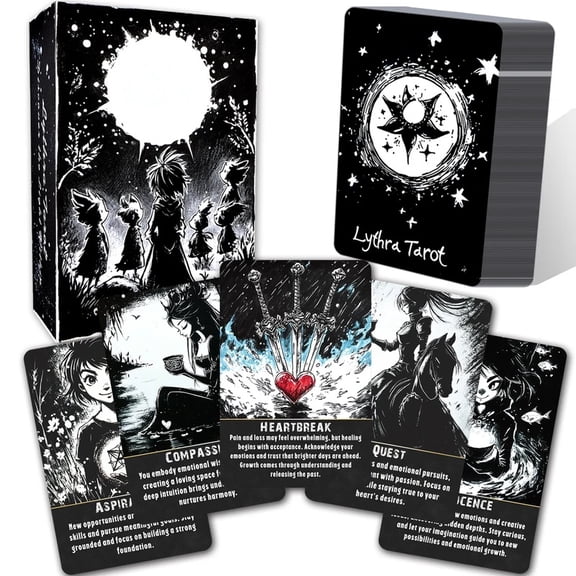 78 Lythra Tarot Card Set, Tarot Oracle Cards for Beginners, Spiritual Tools for Intuition, Emotional Insight and Inner Wisdom