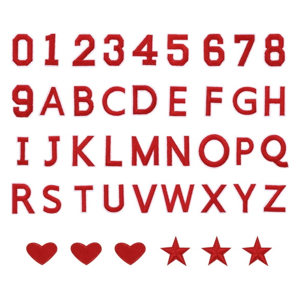 78 Pcs Iron on Letters and Numbers, 2 Inch A-Z Letter Patches and 0-9 Number Patches for Clothing Red