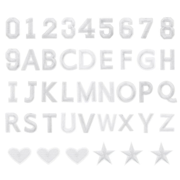 Uxcell 78 Pcs Iron on Letters and Numbers 1.5" A-Z Letter 0-9 Number for Clothing White