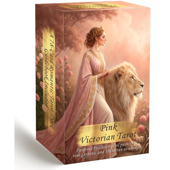 78 Pcs Pink Victorian Art Tarot Cards Deck with Guidebook, Standard Divination Card Set
