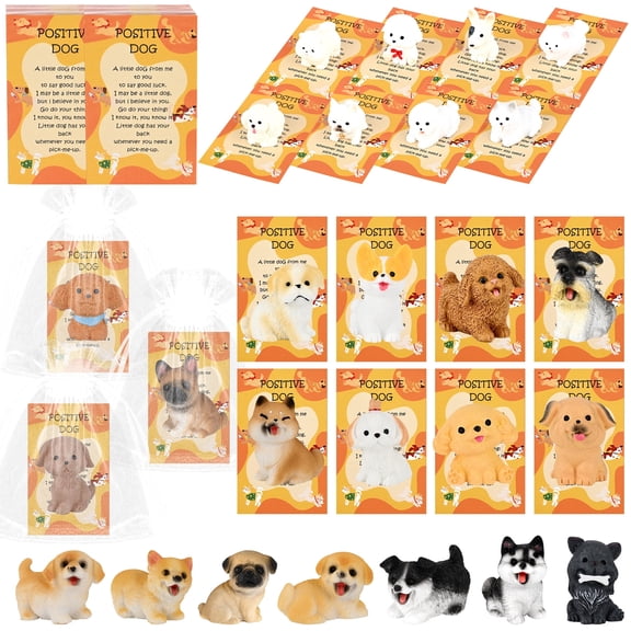 78 Pcs Vet Tech Gifts Bulk, Vet Med Appreciation Gifts for Vet Tech Week, Graduation & Christmas, Resin Mini Dogs with Thank You Cards & Organza Bags for Veterinary Clinics, Schools & Staff