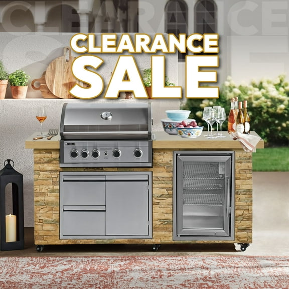 Prokan 78-Inch Pro Elite 5-Burner Golden White Outdoor Barbecue Island Grill