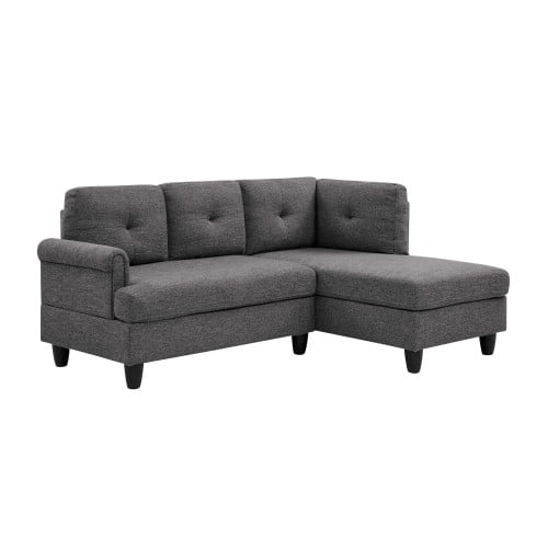 78" Sectional Sofa, Upholstered Sofa, Chaise Lounge With Polyester Fabric Geometric Tufted Foam Cushions For Living Room Indoor Space, Gray