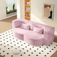 thumbnail image 1 of 78" Teddy Fabric Convertible Loveseat Sleeper Sofa Bed, Pull-Out Loveseat with Foam Filling, Convertible Sofa Bed Couch with No Assembly for Living Rooms, Playrooms, Pink, 1 of 4