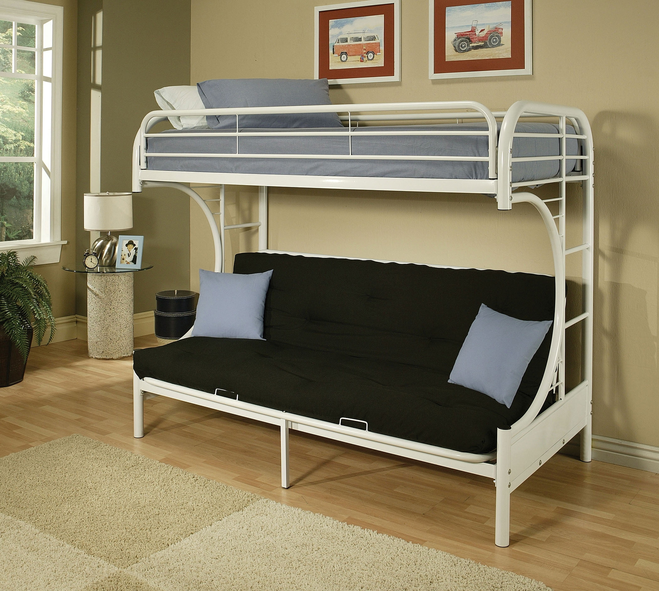 78" X 41" X 65" White Metal Tube Futon Bunk Bed