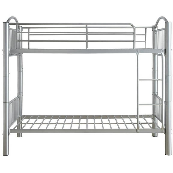 78" X 44" X 67" Twin Over Twin Silver Metal Bunk Bed