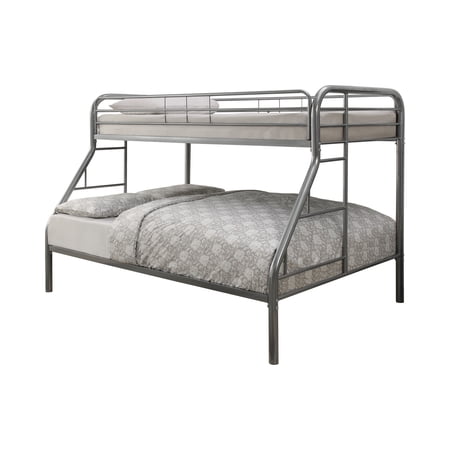 Twin over Full Bunk Bed In With Metal Frame, Silver
