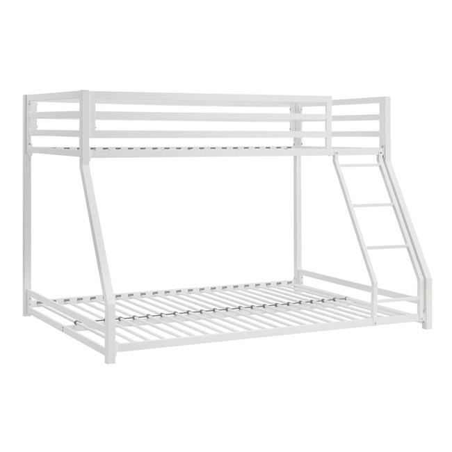 78 in. Ovi Ladder Ground Level Bed White Metal Twin Over Full Size Bunk