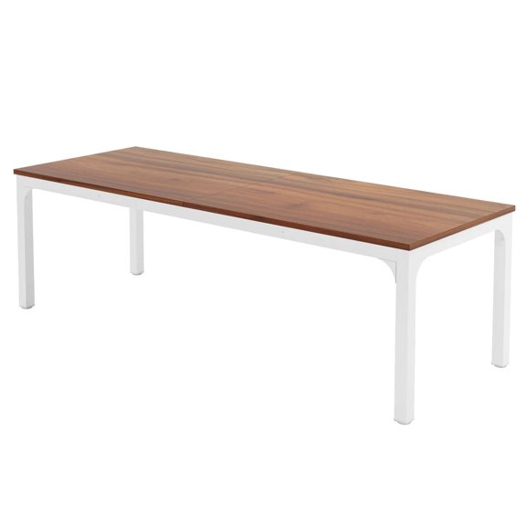 78 in. Rectangle White/Brown MDF Computer Desk Practical Conference Table Dual Workspace Desk Home Office Workstation