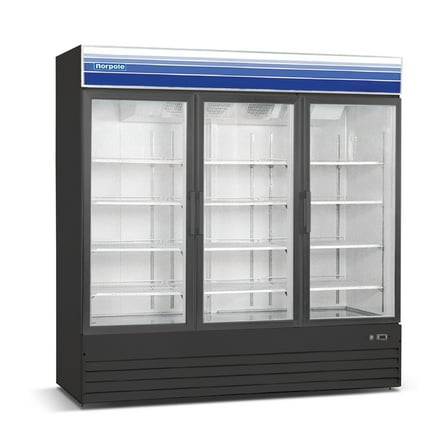 78 in. W 53 cu. ft. 3-Door Commercial Freezerless Refrigerator in Black