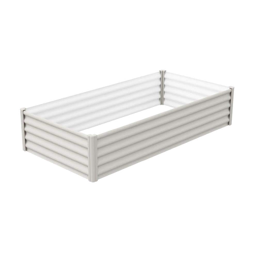 WORKPRO 37in Outdoor Galvanized Raised Garden Bed with Legs and Wheels White