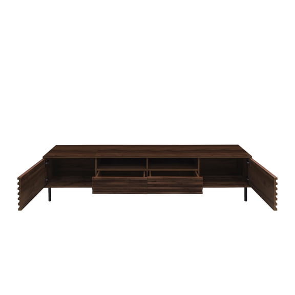 78 inch Modern TV Stand for TVs up to 85", Entertainment Center with Closed Storage & Cable Management, Soft-Closing Hinges, Iron Legs for Living Room