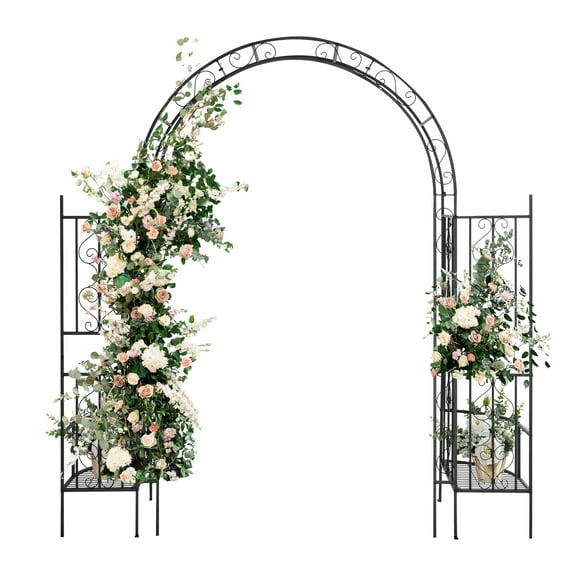 78"x23"x83.9" Black Metal Garden Arch Trellis for Climbing Plants, Double Layer Arc Roof Courtyard Arbor